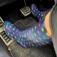Gummistiefel Blau Bunte Punkte