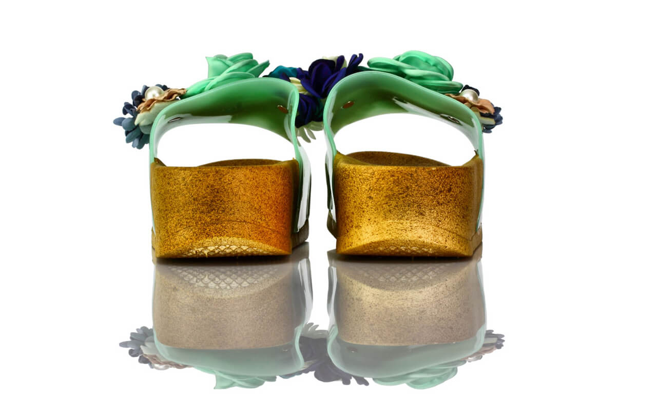 Badeschuhe Plateau Türkis Plastik