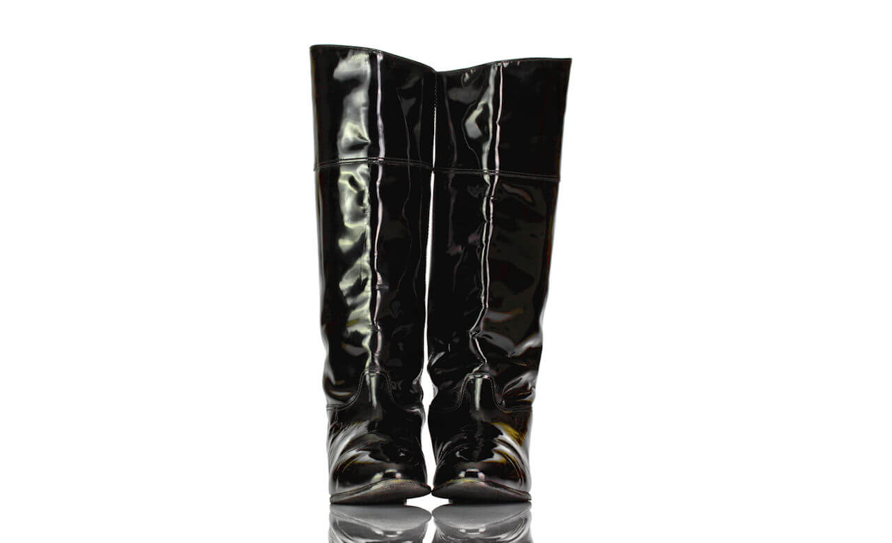 Stiefel Schwarz Lack Vintage