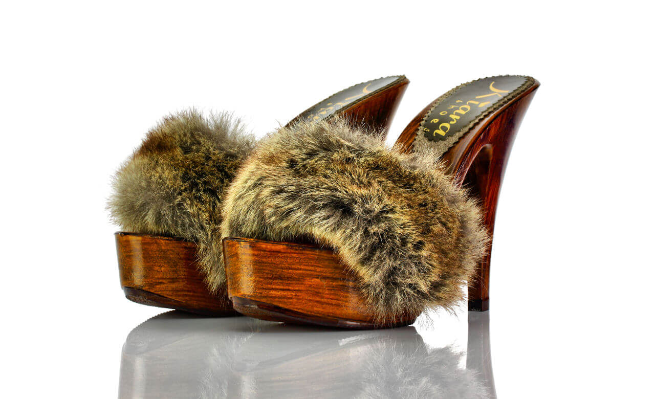 Zoccolis Plateau Braun Fell Kiara Shoes