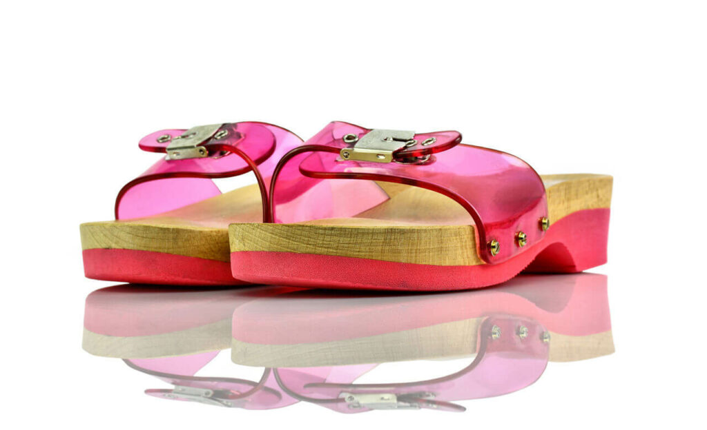Pantoletten Plateau Rosa Holz Pvc Scholl