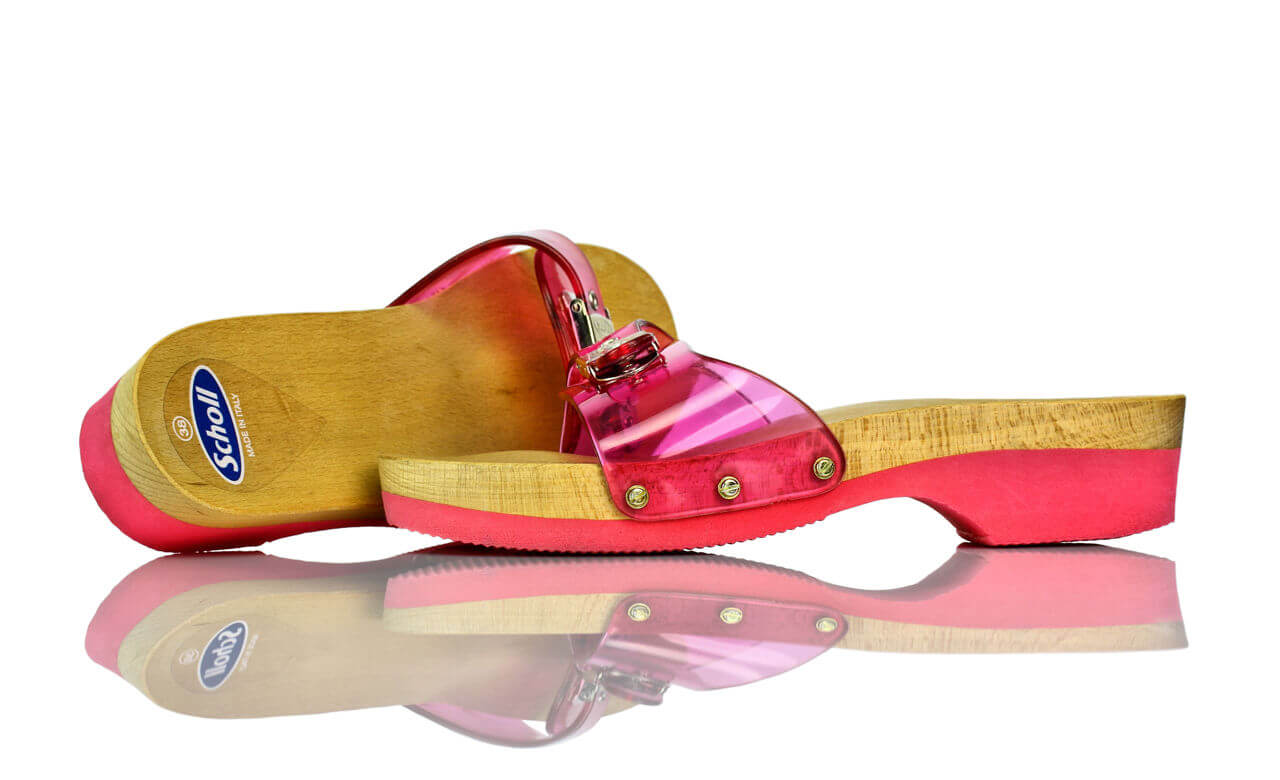 Pantoletten Plateau Rosa Holz Pvc Scholl