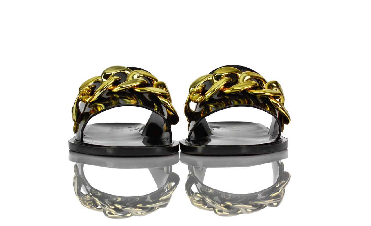 Badeschuhe Schwarz Gold Kette Silvia Sikel