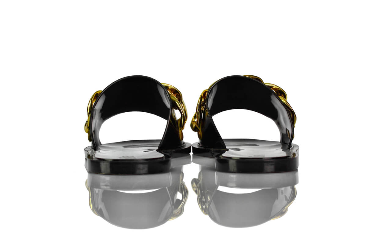 Badeschuhe Schwarz Gold Kette Silvia Sikel