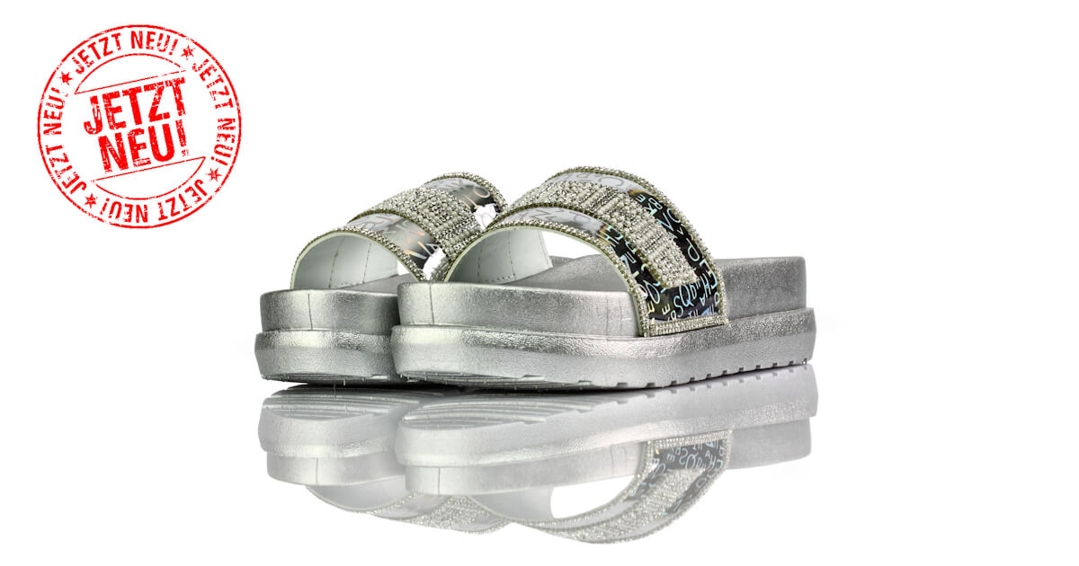 Badeschuhe Plateau Silber Juliet