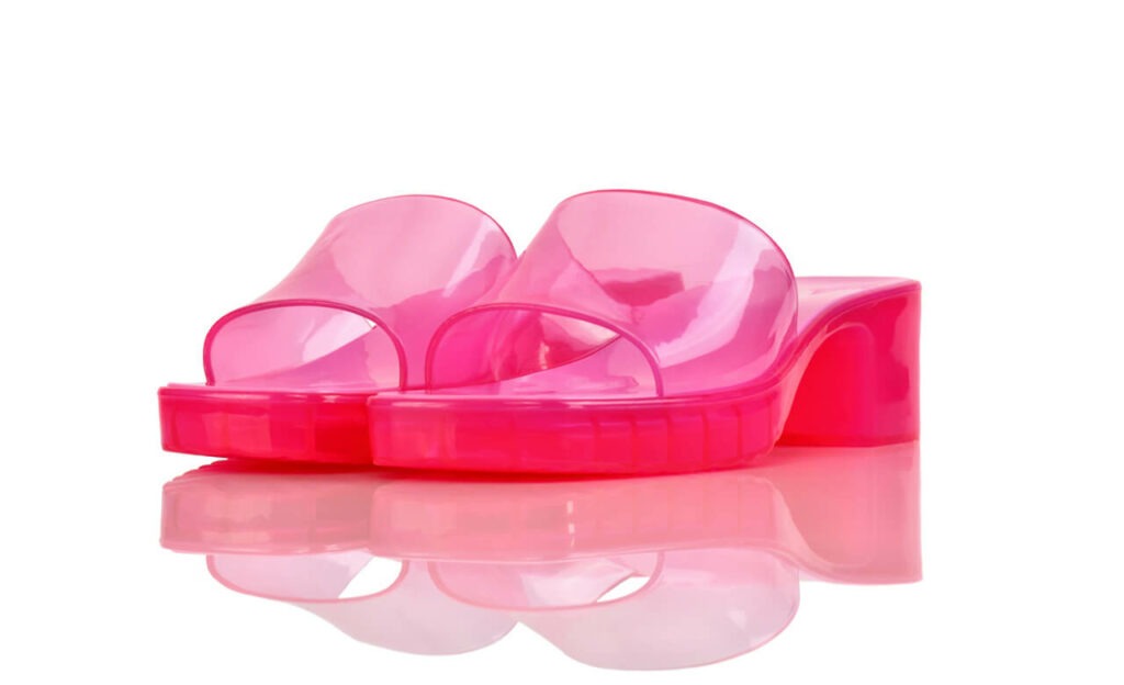 Badeschuhe Absatz Plateau Rosa Pvc