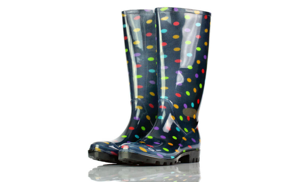 Gummistiefel Blau Bunte Punkte