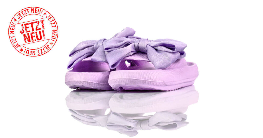 Badeschuhe Plateau Lila Schleife
