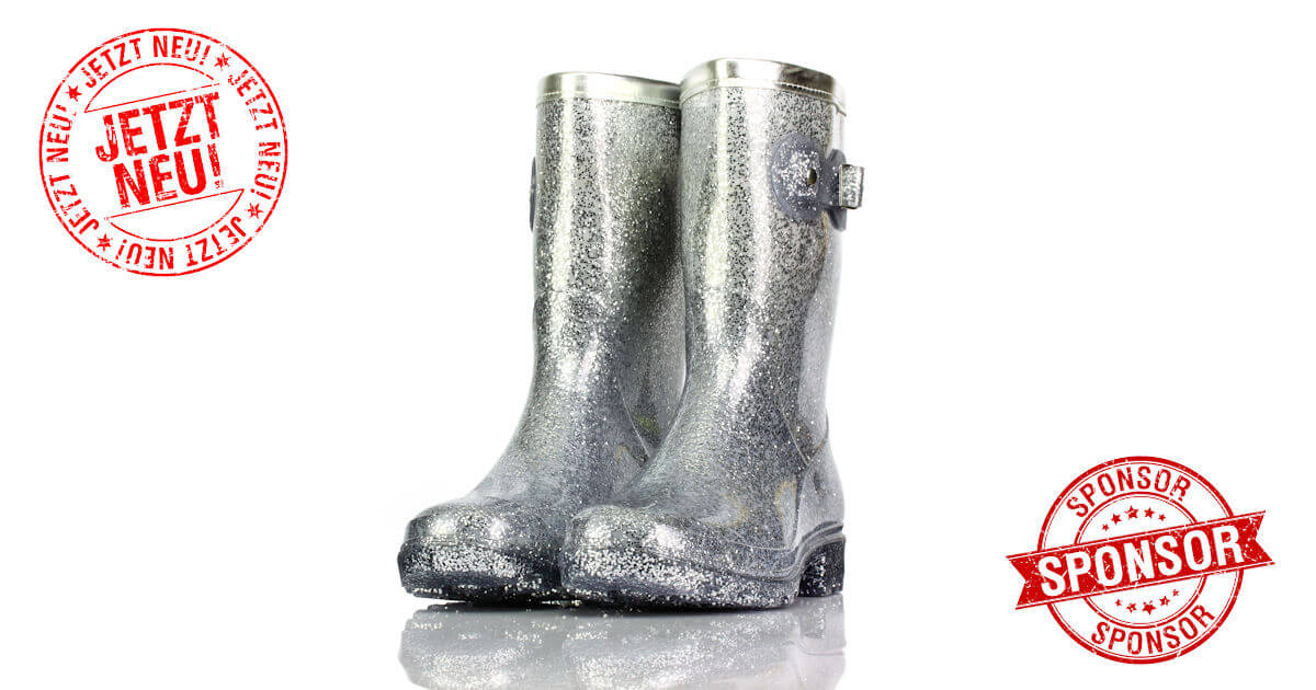 Gummistiefel Mittel Silber Glitzer Dream Pair