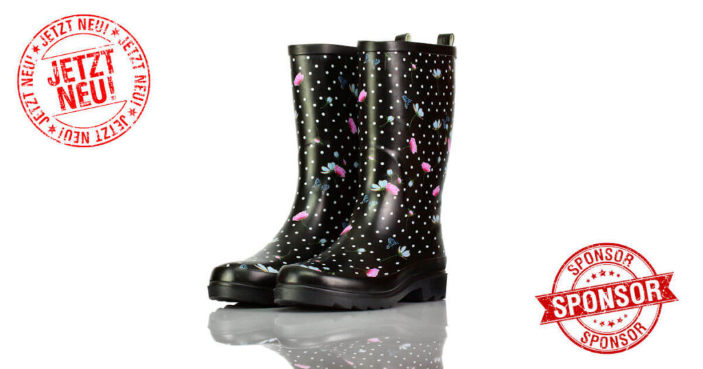 Gummistiefel Mittel Schwarz Blumen