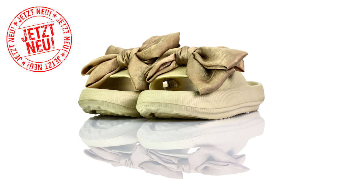 Badeschuhe Plateau Beige Schleife
