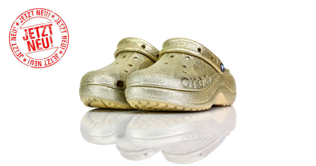Crocs Plateau Gold Glitzer