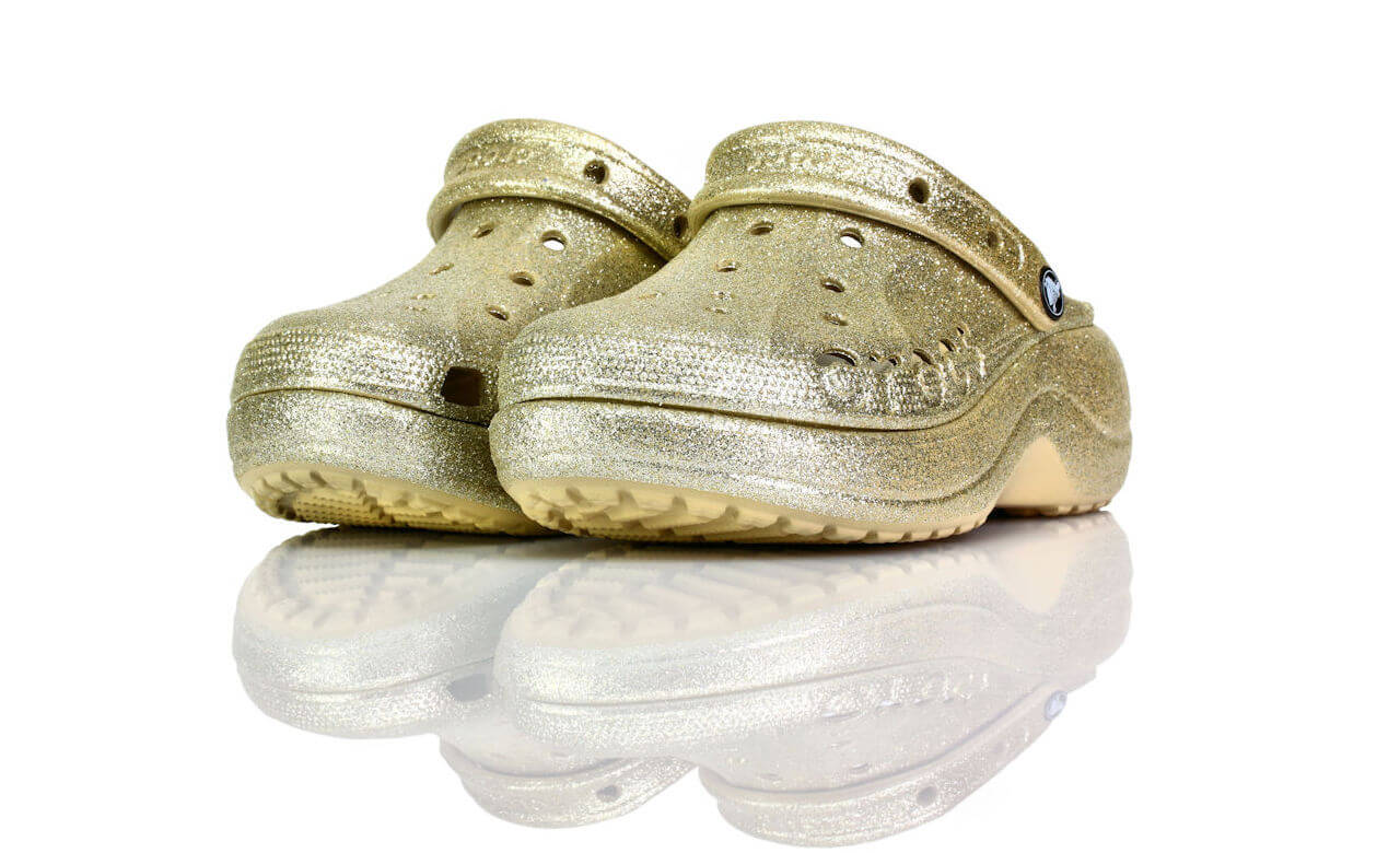 Crocs Plateau Gold Glitzer