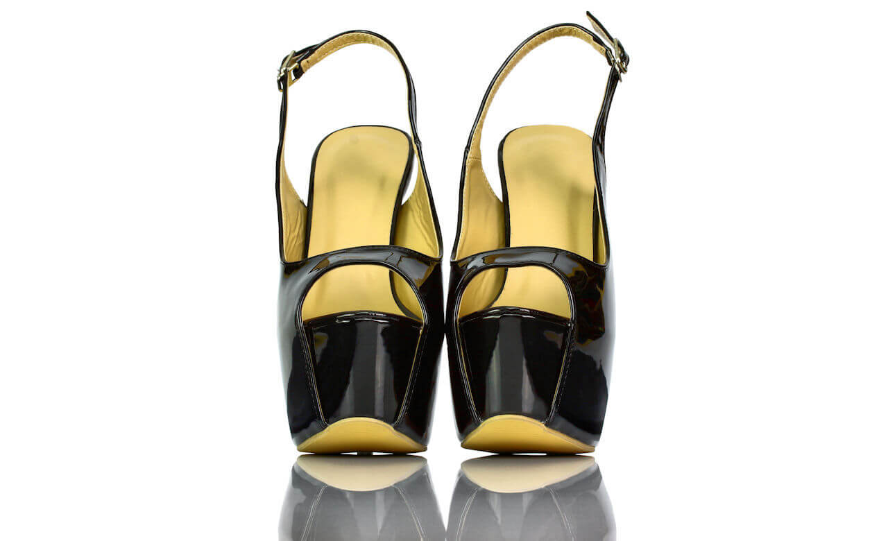 Sandaletten Plateau Schwarz Lack Temu