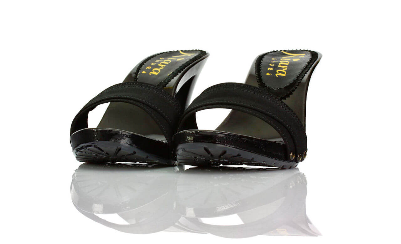 Zoccolis Schwarz Stoff Kiara