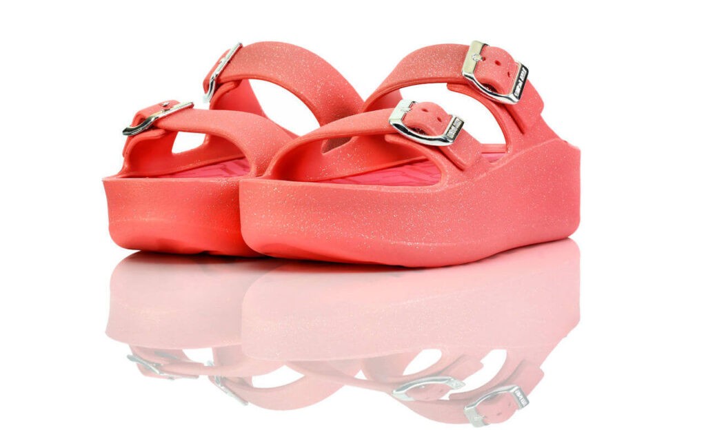 Badeschuhe Plateau Rosa Glitzer Lemon Jelly