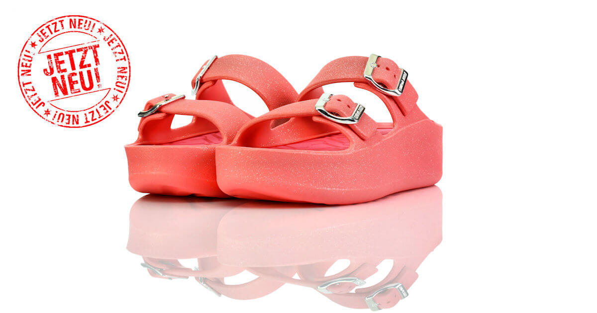 Badeschuhe Plateau Rosa Glitzer Lemon Jelly
