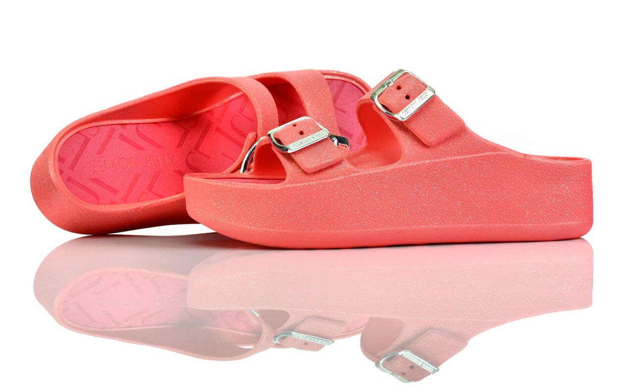 Badeschuhe Plateau Rosa Glitzer Lemon Jelly