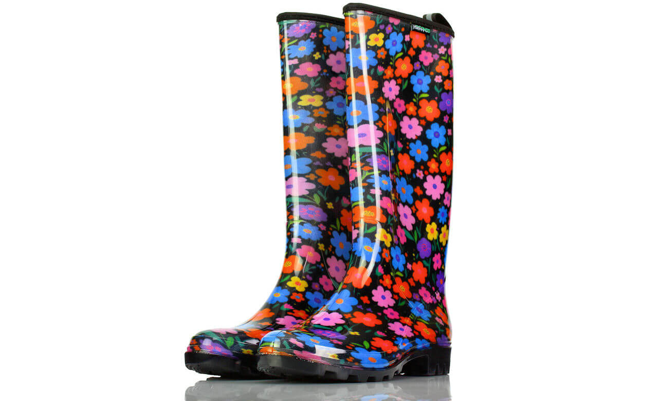 Gummistiefel Hochglanz Blumen Temu