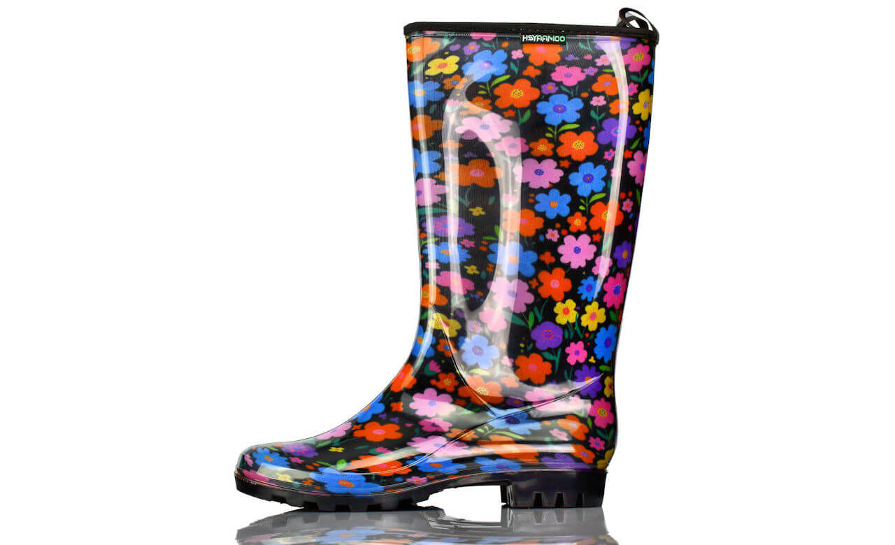 Gummistiefel Hochglanz Blumen Temu