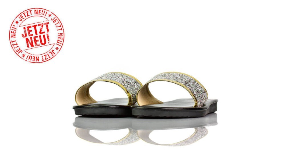 Pantoletten Gold Silber Glitzer Fashion
