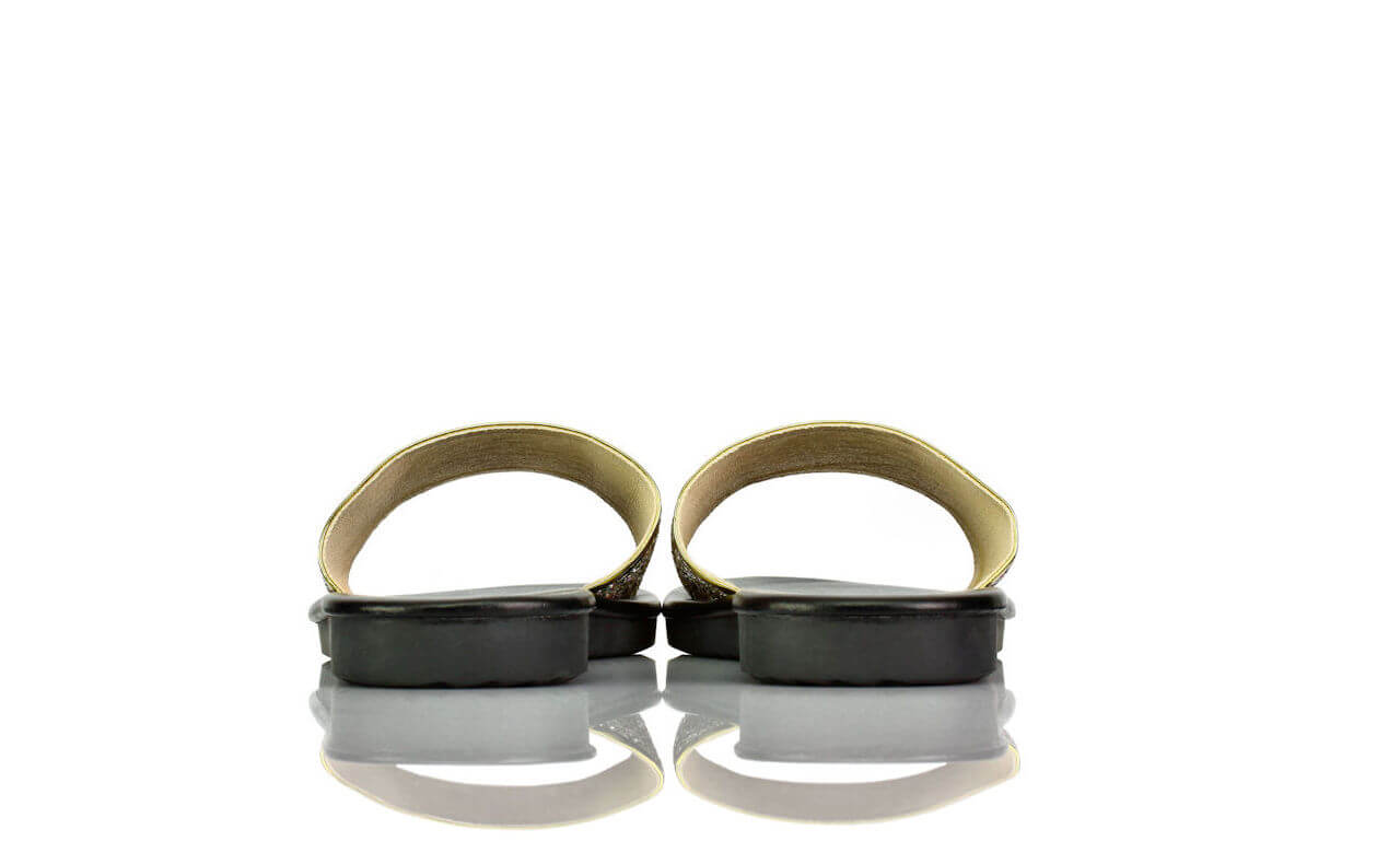 Pantoletten Gold Silber Glitzer Fashion