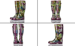 Gummistiefel Lila Muster Gefüttert