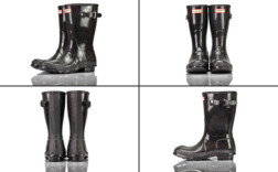 Gummistiefel Mittel Schwarz Glitzer Hunter