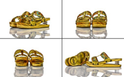 Pantoletten Gold Flecht Federabsatz