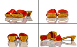 Pantoletten Holz Rot Leder Clarks