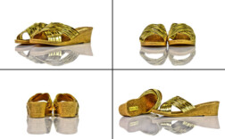 Pantoletten Keilabsatz Gold Italien