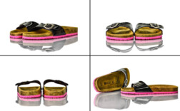 Pantoletten Natural Walk Schwarz Rosa Lack