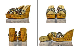 Pantoletten Plateau Keilabsatz Zebra Kork Blue Cox