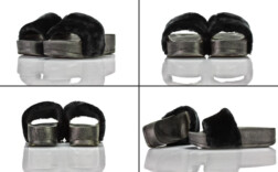 Badeschuhe Plateau Schwarz Fell