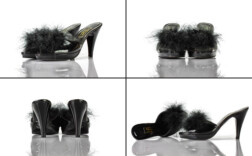 Pantoletten Plateau Schwarz Lack Marabou