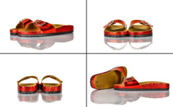 Pantoletten Rot Metallic Glitzer