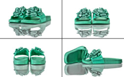 Badeschuhe Türkis Lack Schleife