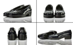 Pumps Blauschwarz Kroko Lack Profilsohle Ara