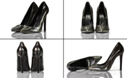 Pumps Lack Grau Schwarz