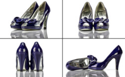 Pumps Peeptoe Plateau Blau Lack Schleife