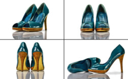 Pumps Peeptoe Plateau Grün Lack Holzabsatz