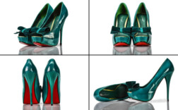 Pumps Peeptoe Plateau Grün Lack Schleife Belle Woman