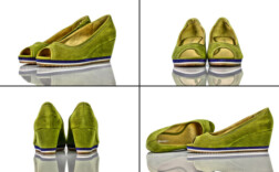 Pumps Peeptoe Plateau Keilabsatz Grün Graceland