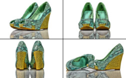 Pumps Peeptoe Plateau Keilabsatz Schlange SDS