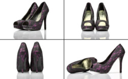 Pumps Peeptoe Plateau Lila Spitze Yessica