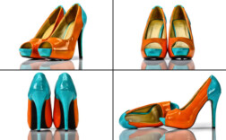 Pumps Peeptoe Plateau Orange Türkis Lack WiLady