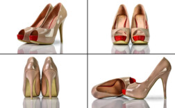 Pumps Peeptoe Plateau Rosa Rot Lack Ju'A