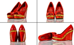 Pumps Peeptoe Plateau Rot Lack Queentina