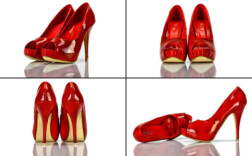 Pumps Peeptoe Plateau Rot Lack