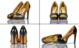 Pumps Peeptoe Plateau Schwarz Caramel Lack Graceland